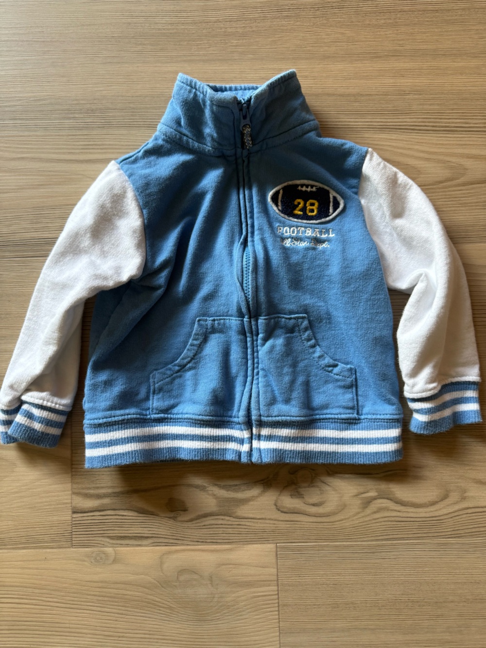 Carter’s Blue & White Kids' Football Zip-Up Jacket